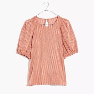 Madewell Floral Jacquard Puff-Sleeve Tee, Size Medium, NWT
